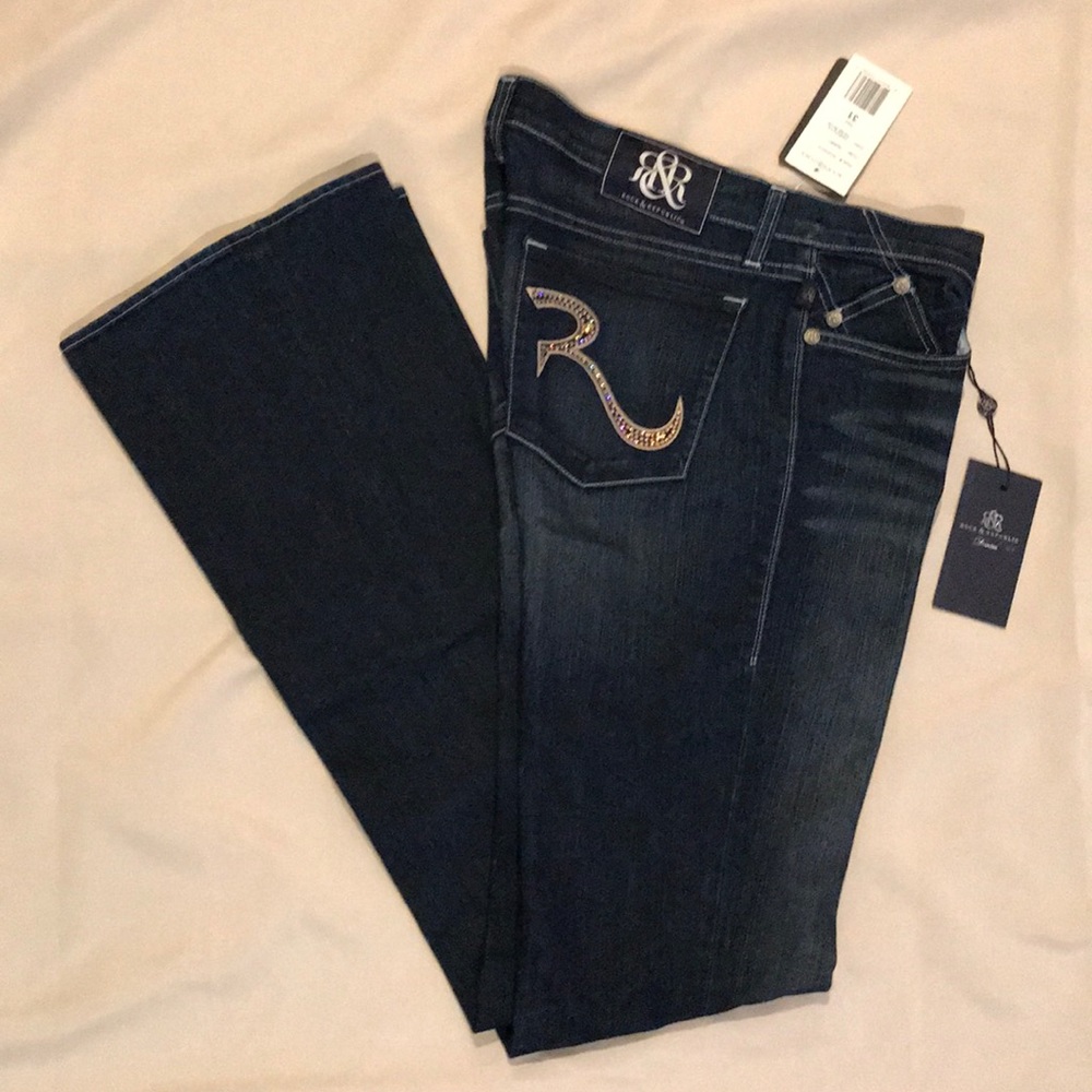 Rock&Republic Kasandra Pink Crystal Bootcut Jeans